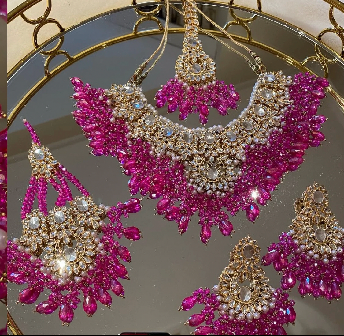 Fuchsia Pink & Gold 4Pc Set