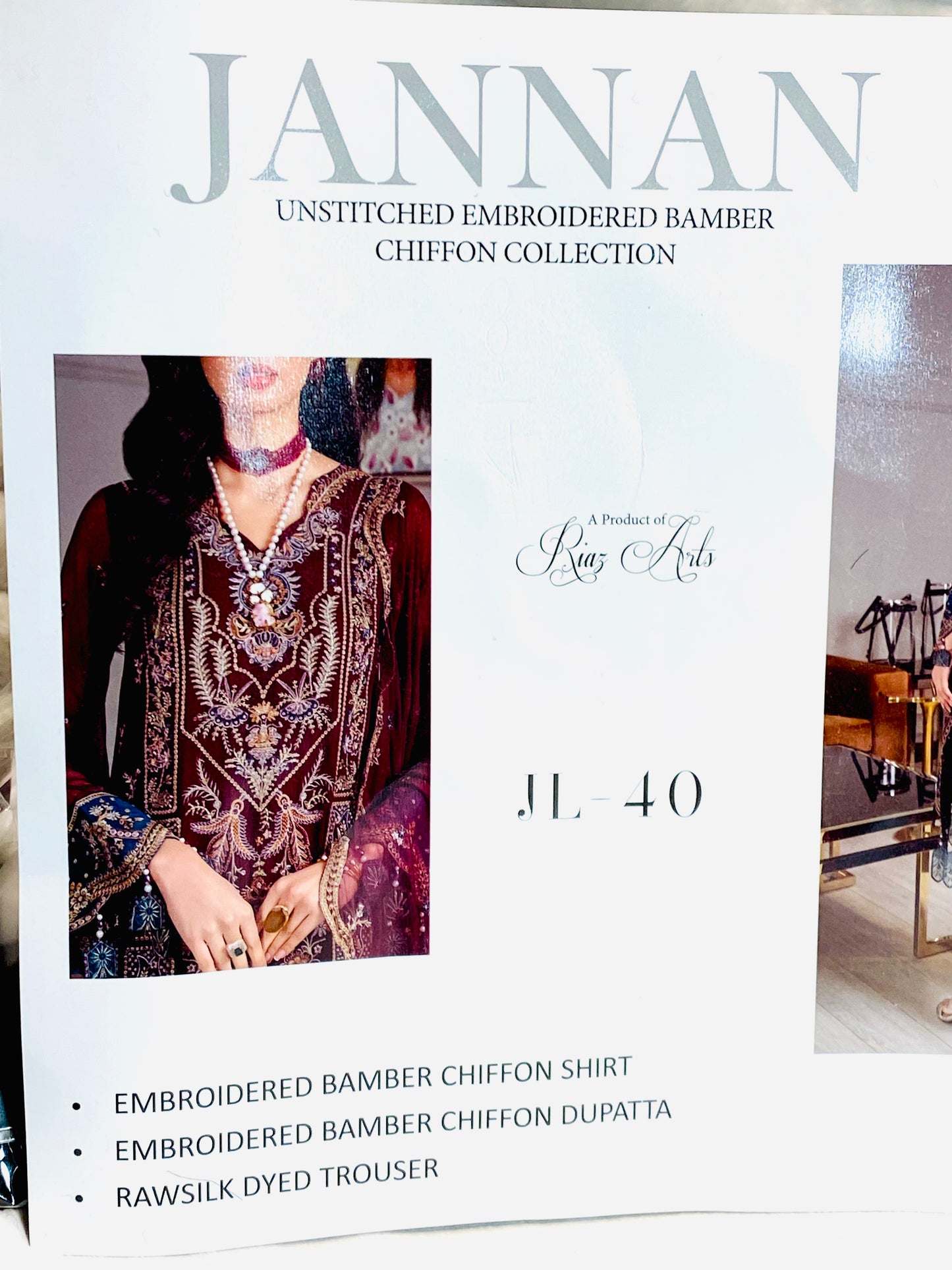 Unstitched JANNAN Chiffon Suit by Riyaz ArtsPlum