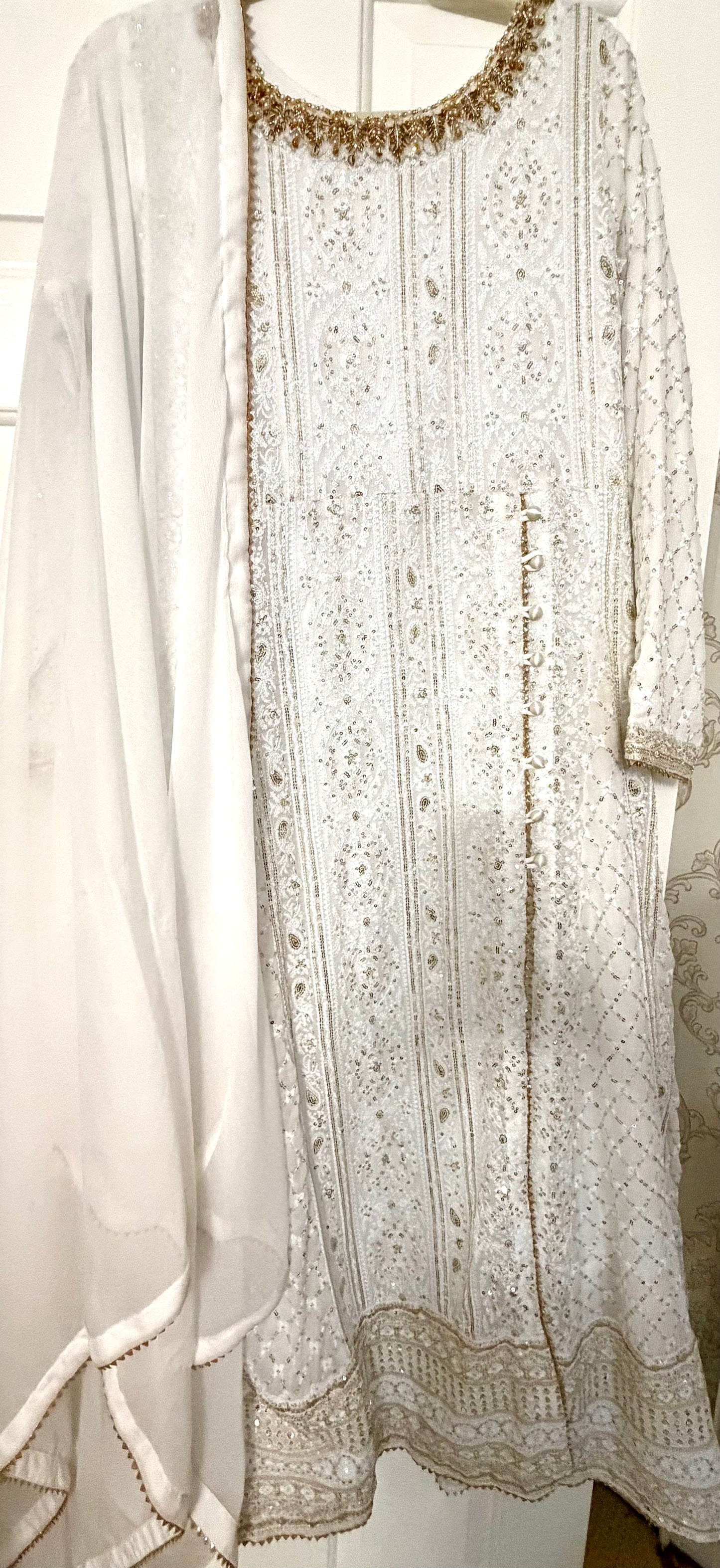 Long Length Chiffon Outfit White.