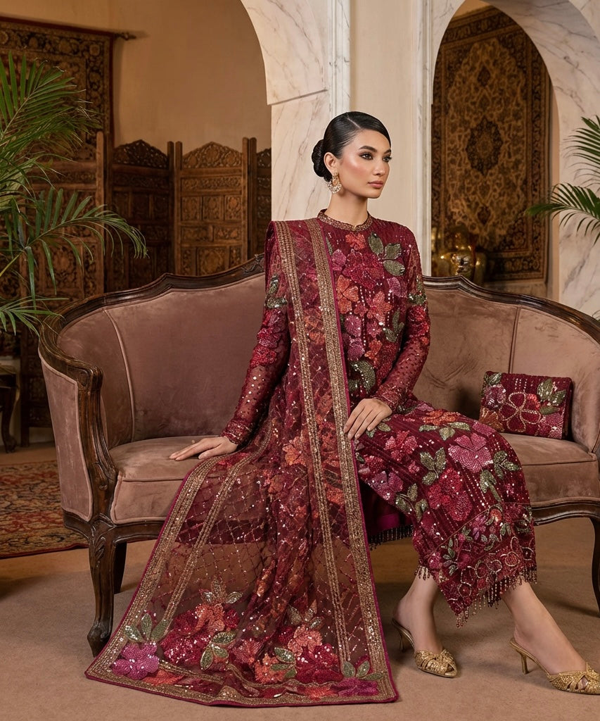 Crimson Brand Chiffon Suit