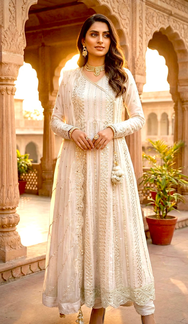 Angrakha Outfit White