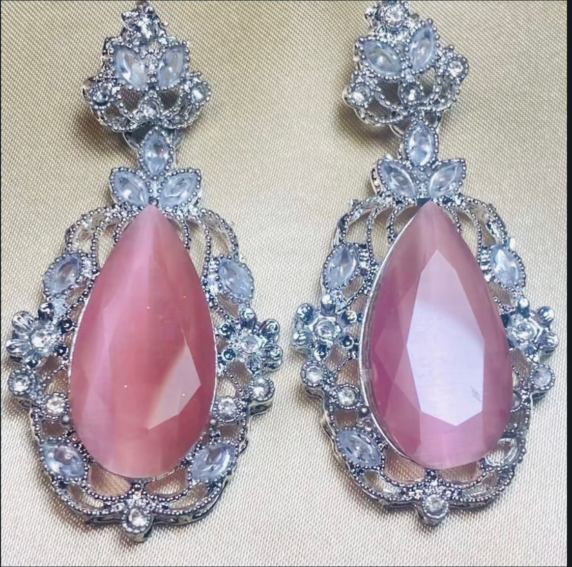 Vintage Pear Drop Earrings Silver