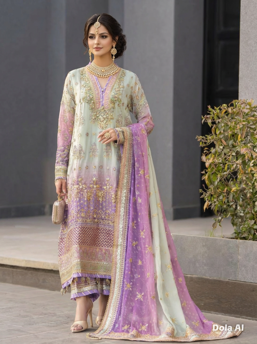 Baroque Lilac and Mint Suit