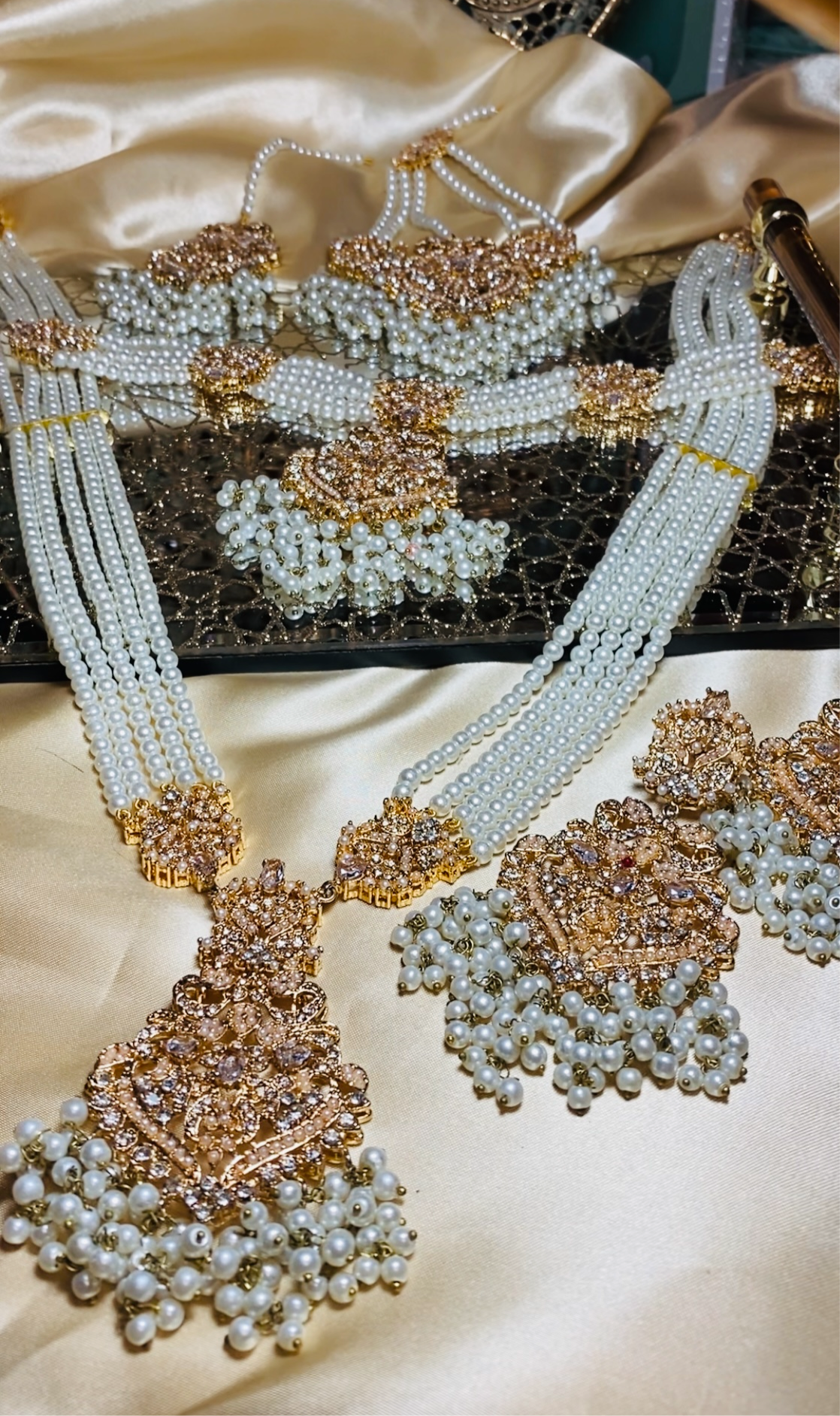 Pearl Double Necklace 5 Piece Set