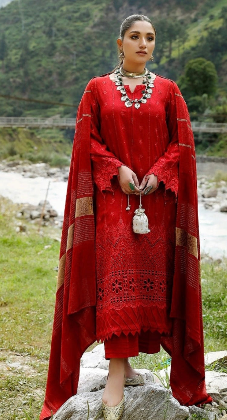 Tehzeeb Winter Unstitched Leather Peach Fabric