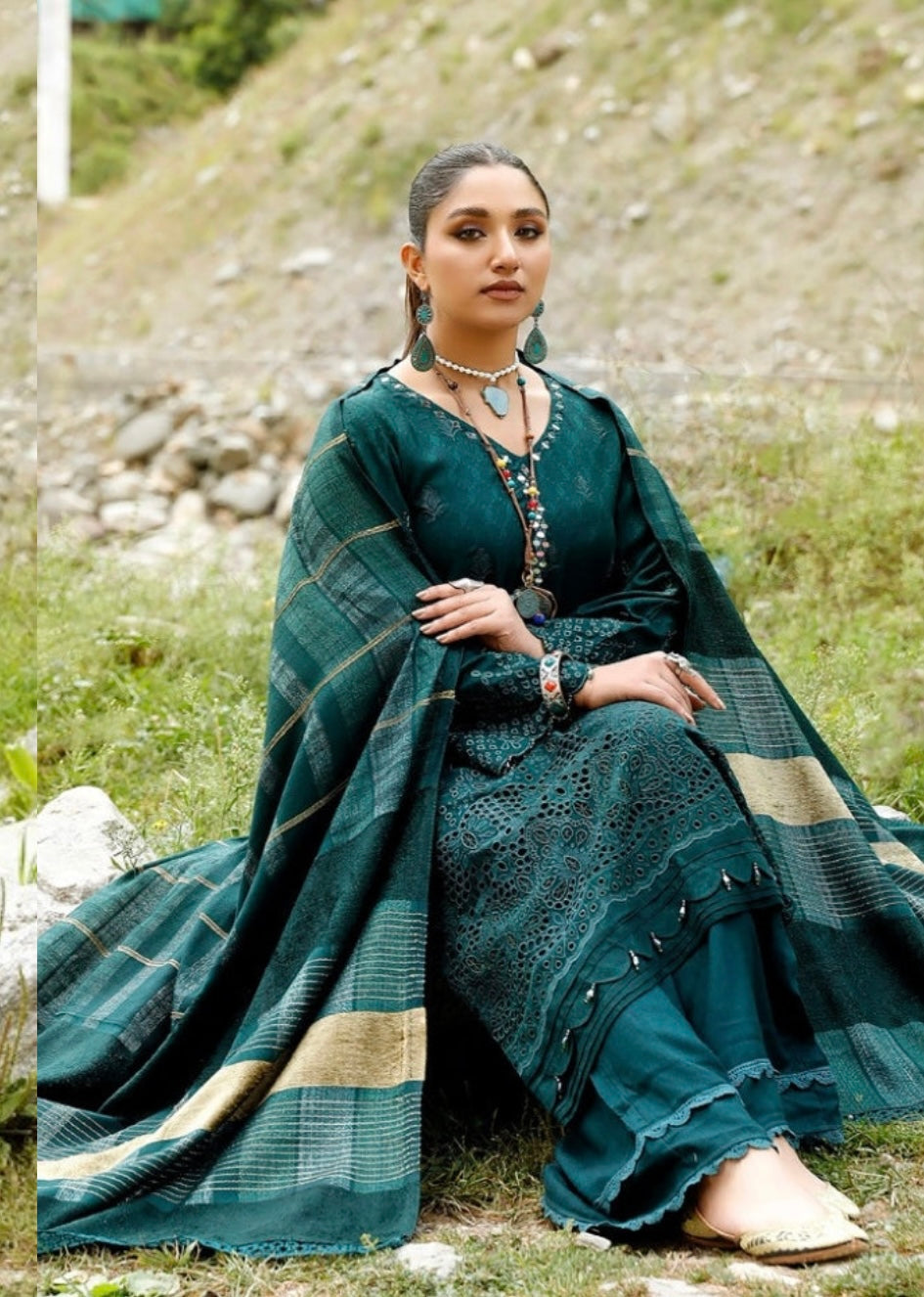 Tehzeeb Winter Unstitched Leather Peach Fabric