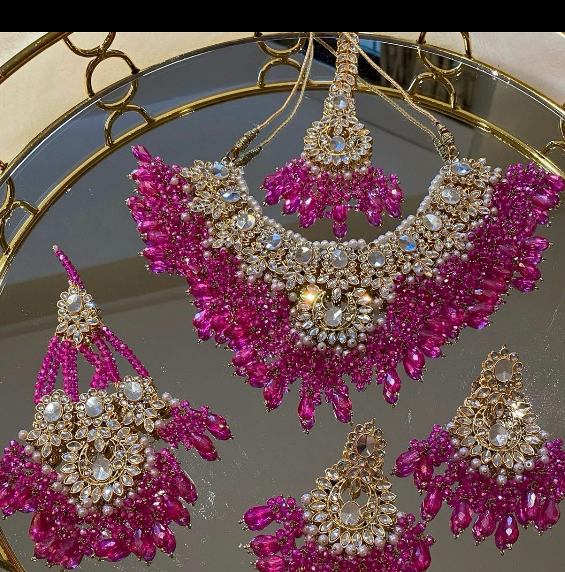 Fuchsia Pink & Gold 4Pc Set