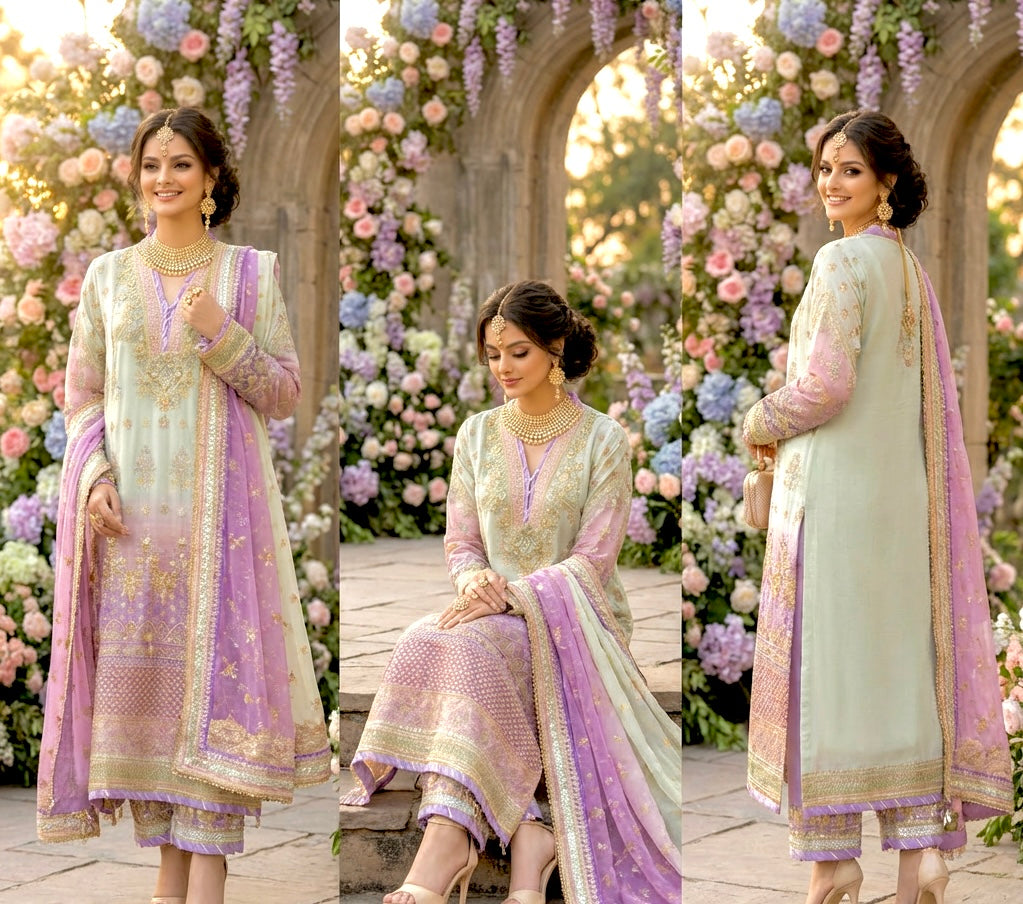 Baroque Lilac and Mint Suit