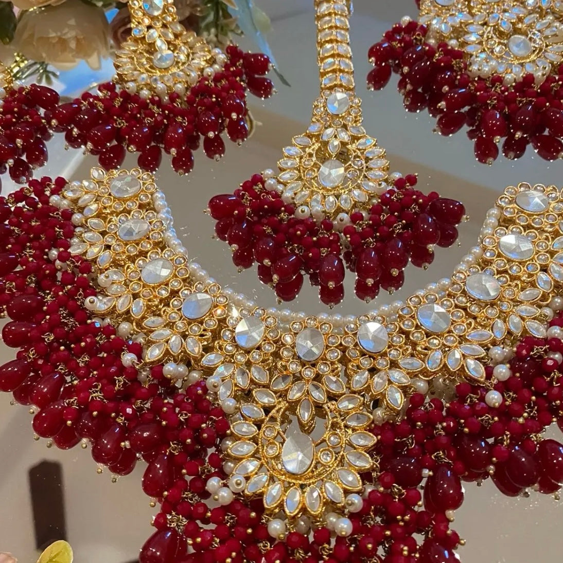 Bridal 4 Piece Set Deep Red