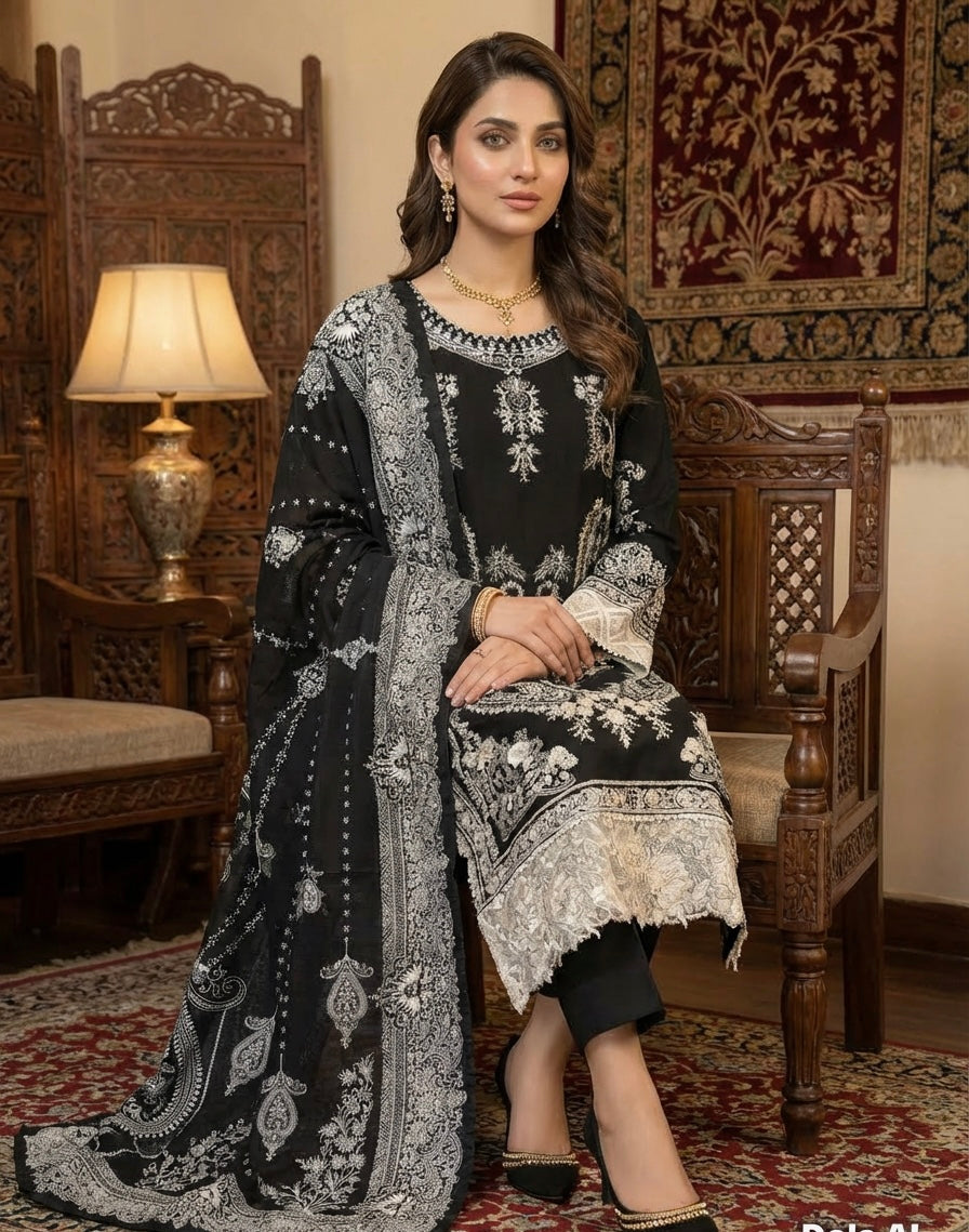 Black & White Linen Suit