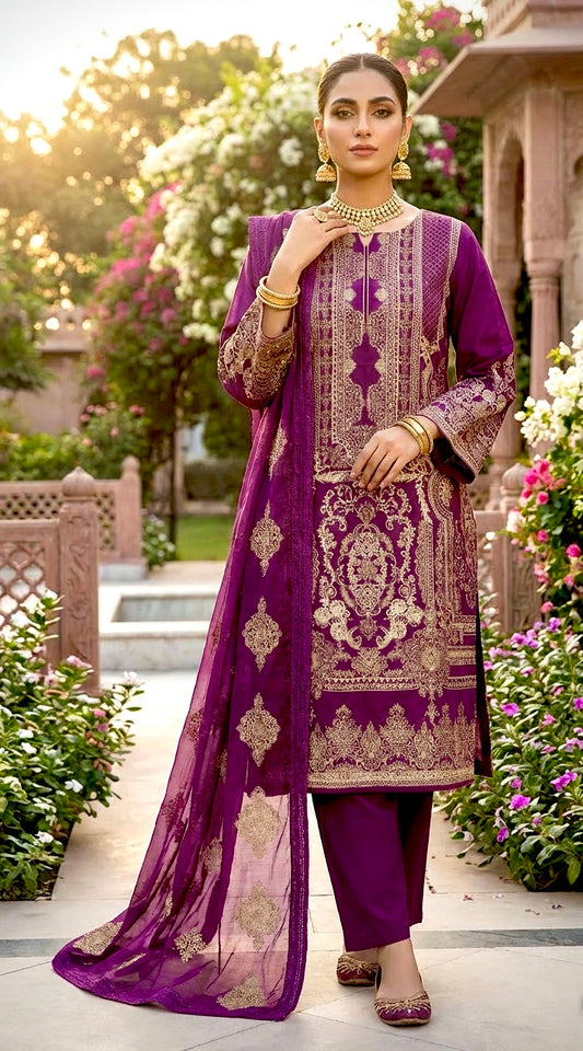 Johra Lawn Antique Gold Embroidery by