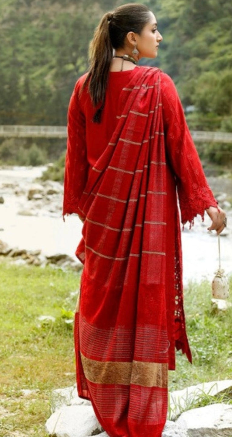 Tehzeeb Winter Unstitched Leather Peach Fabric