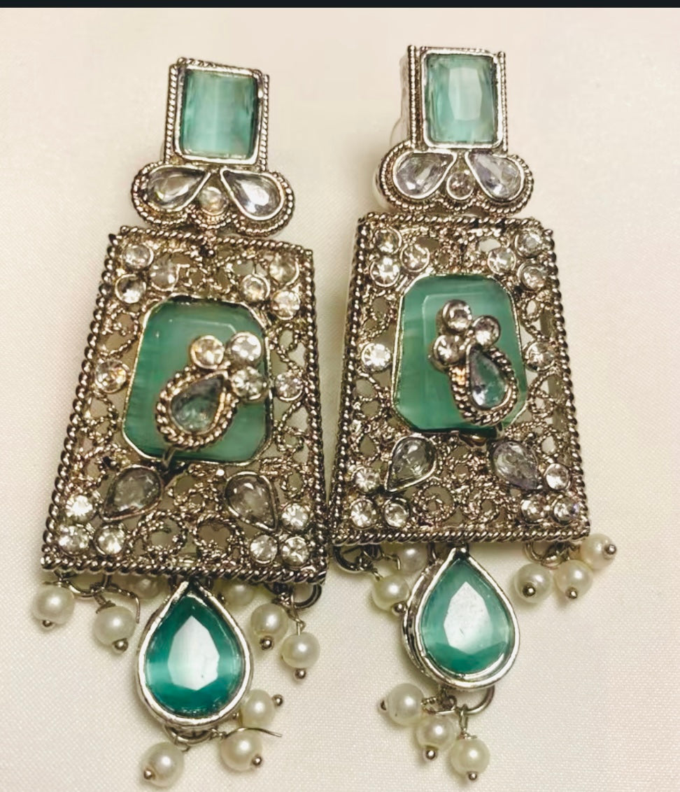 Ayesha Earrings in Silver Finish