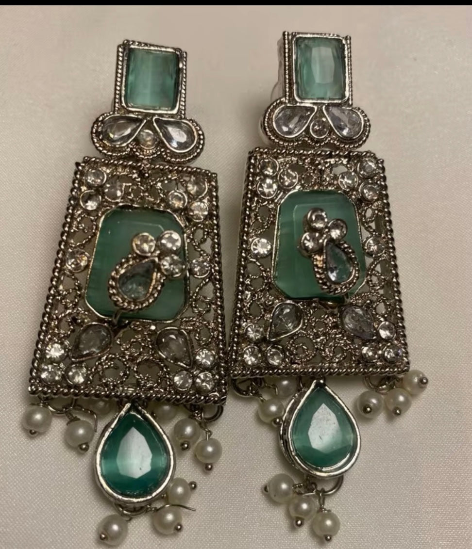 Ayesha Earrings in Silver Finish