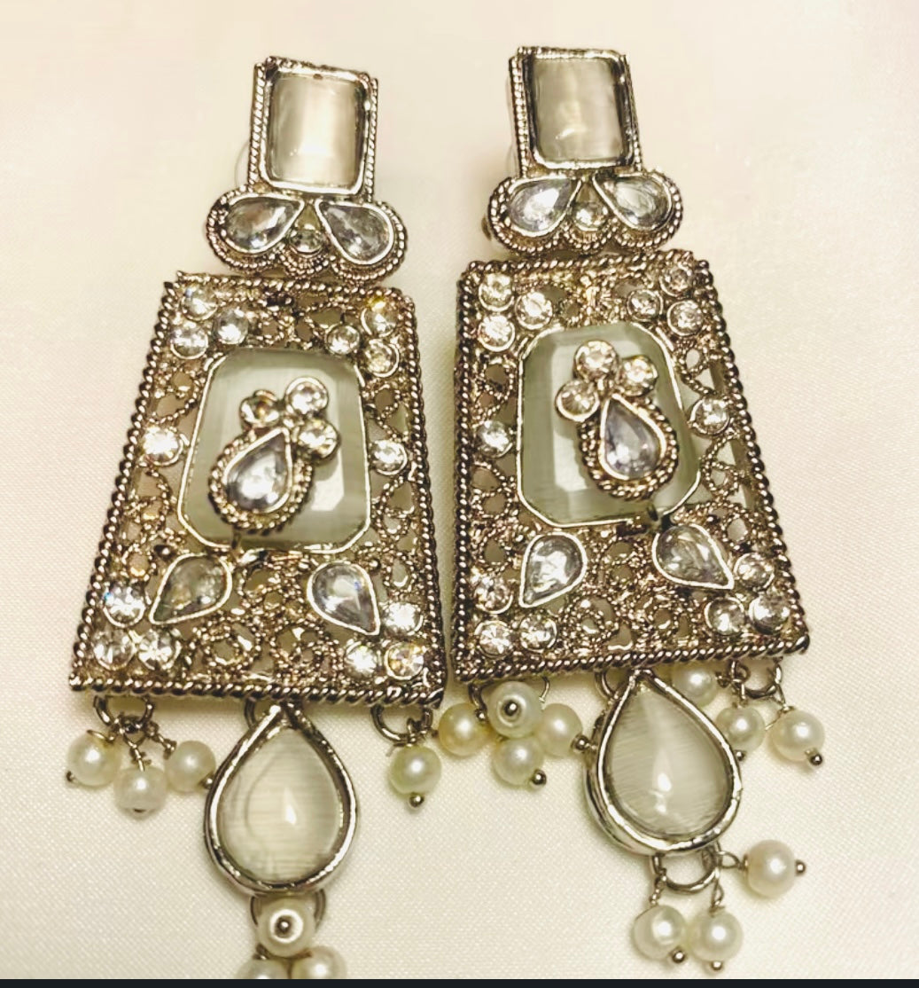 Ayesha Earrings in Silver Finish