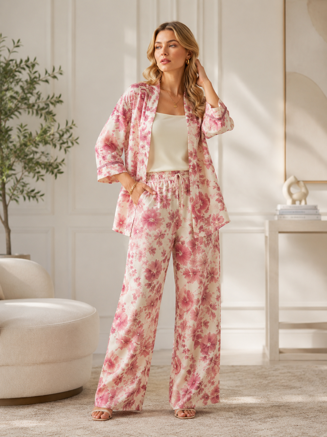 Floral Print Pink Co-Ord 2 Piece Set