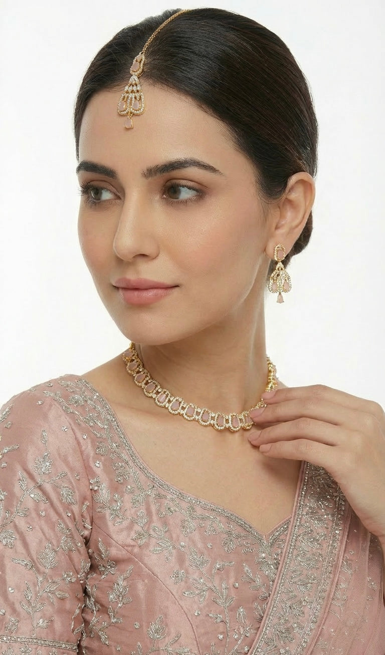 AD Petite Pear 3-Piece Set - Pink & Gold