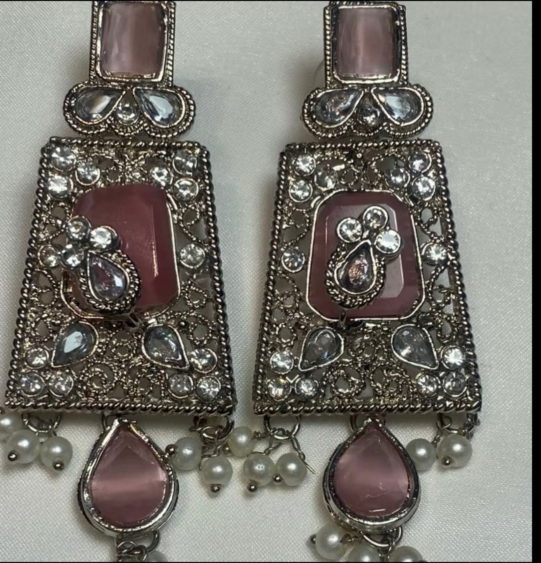 Ayesha Earrings in Silver Finish