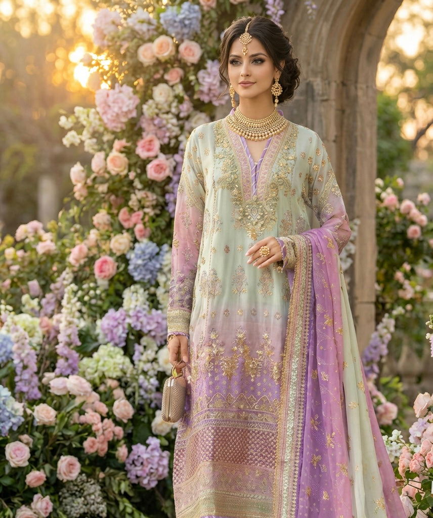 Baroque Lilac and Mint Suit
