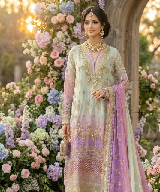 Baroque Lilac and Mint Suit