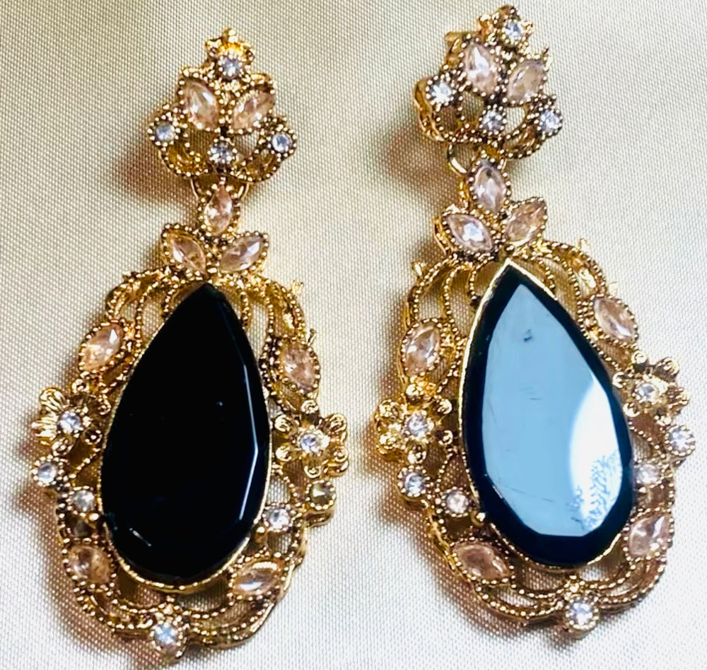 Vintage Pear Drop Earrings Gold