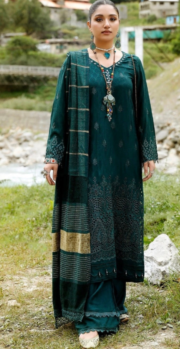 Tehzeeb Winter Unstitched Leather Peach Fabric