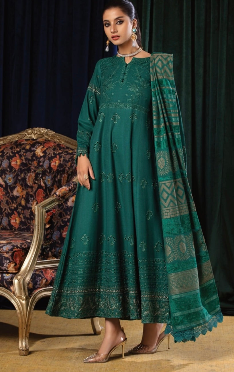Tehzeeb Winter Unstitched Leather Peach Fabric