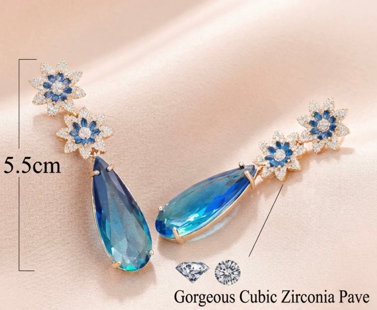 Blue Drop Zircon Earrings