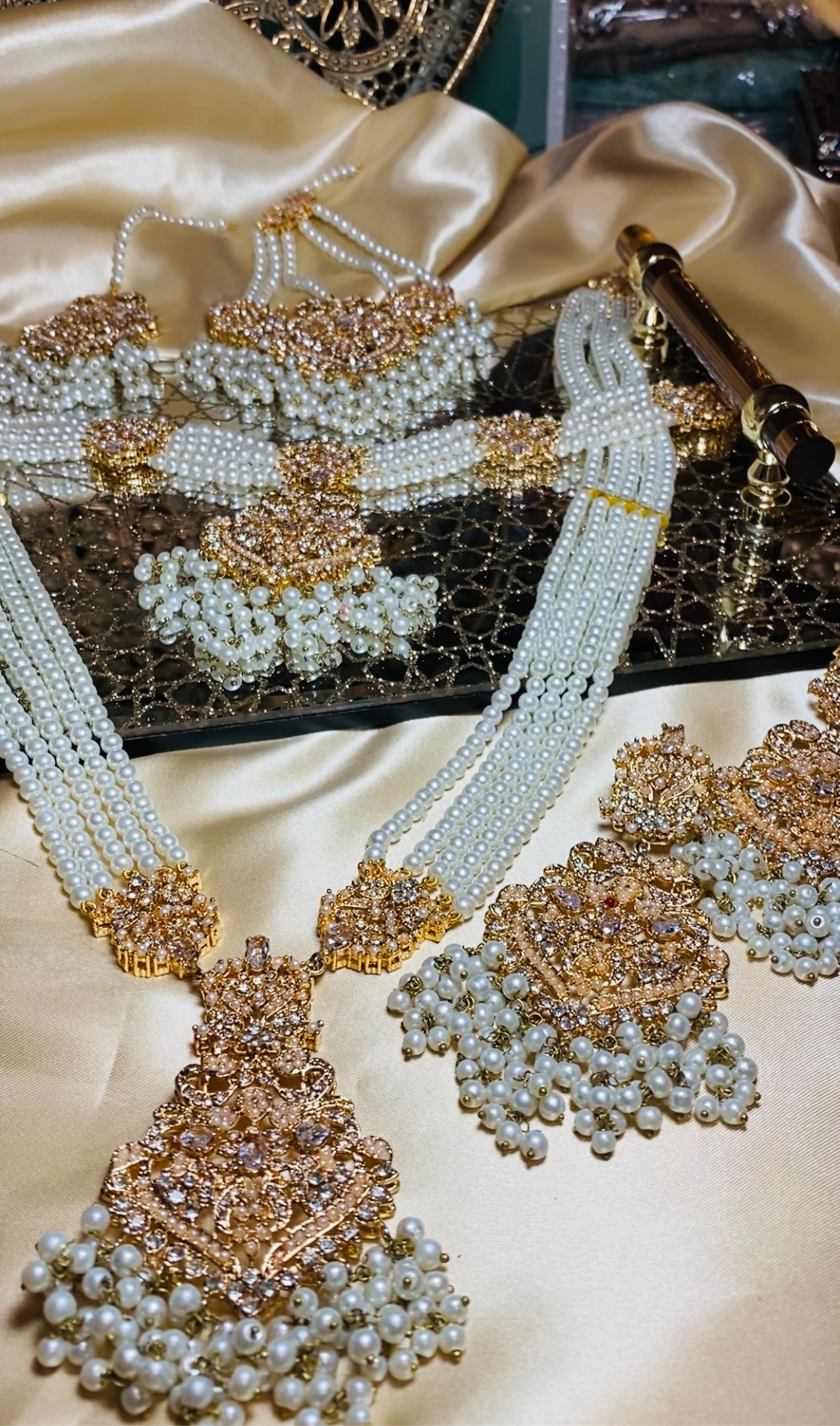 Pearl Double Necklace 5 Piece Set