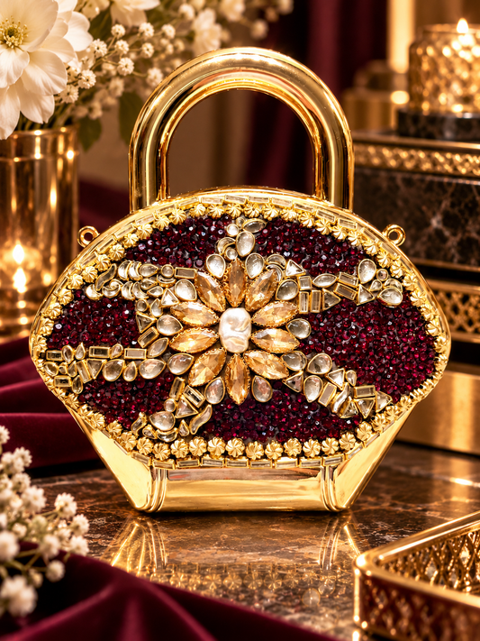 Crystal Flower Clutch Ruby