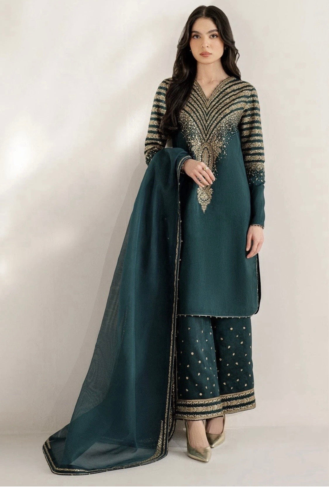 Raw Silk 3 Piece Suit Green