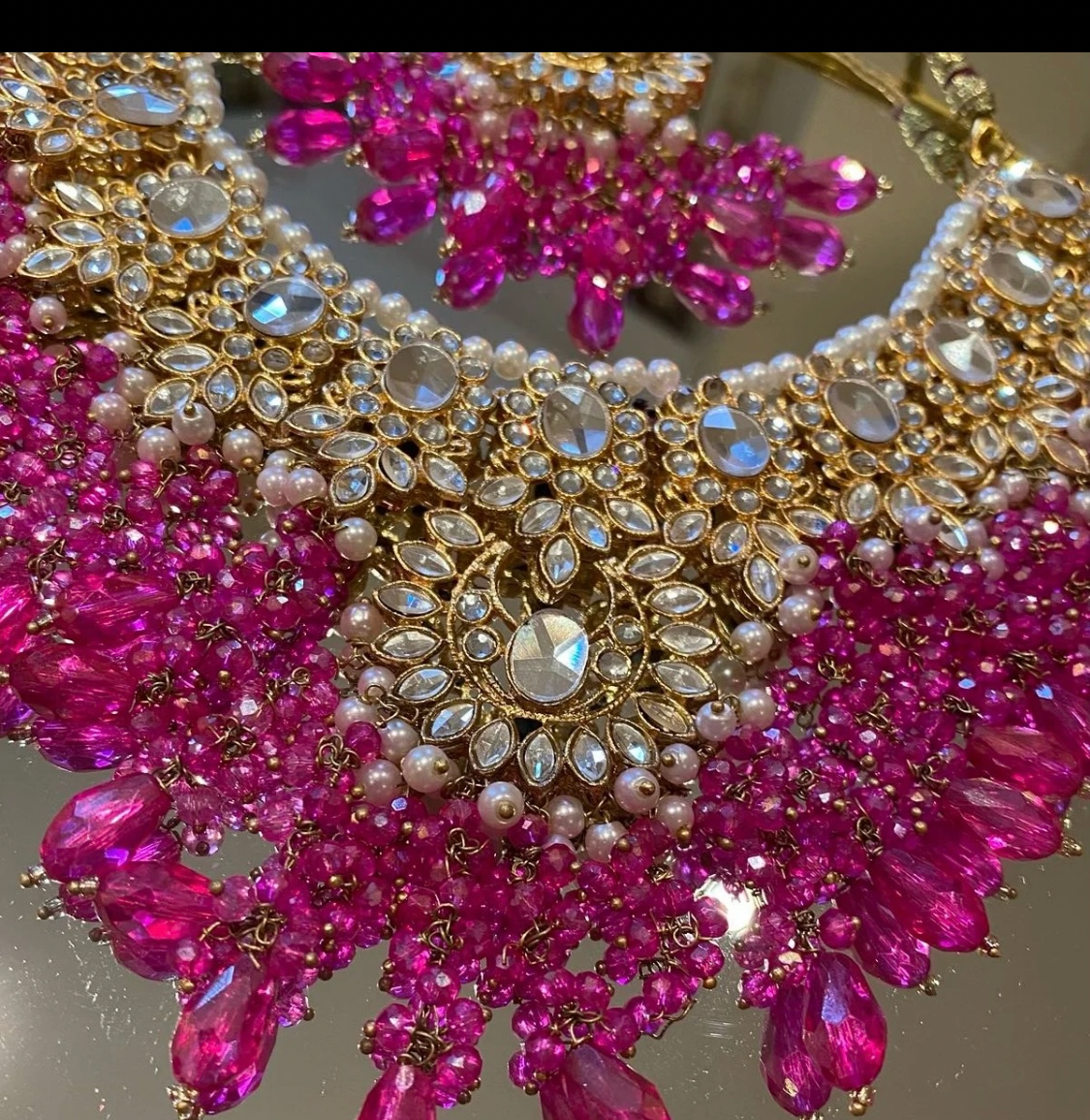 Fuchsia Pink & Gold 4Pc Set