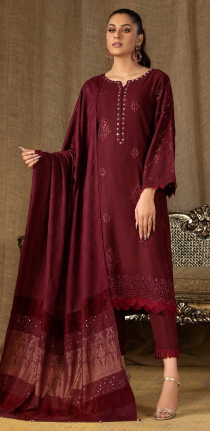 Tehzeeb Winter Unstitched Leather Peach Fabric