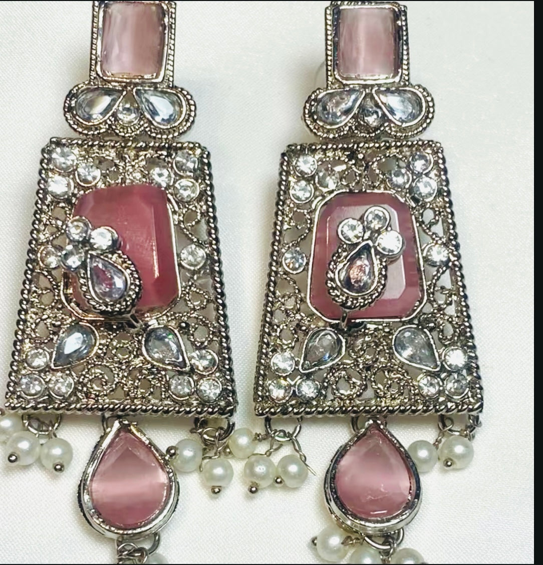 Ayesha Earrings in Silver Finish