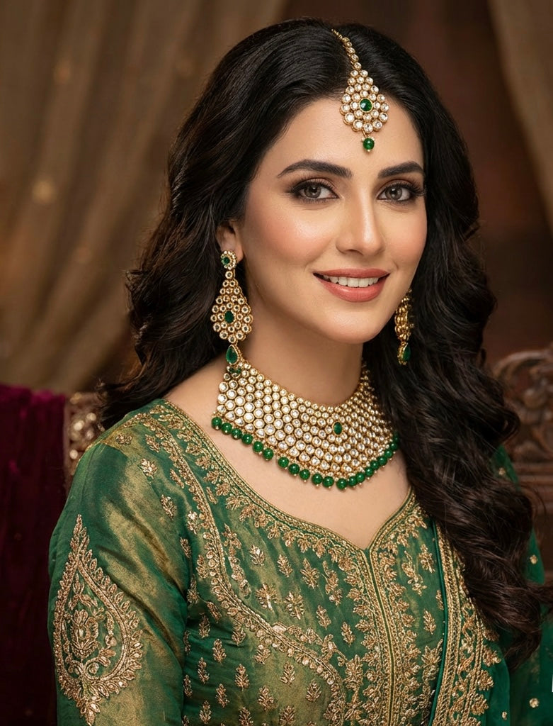 Kundan 3 Piece Set Green