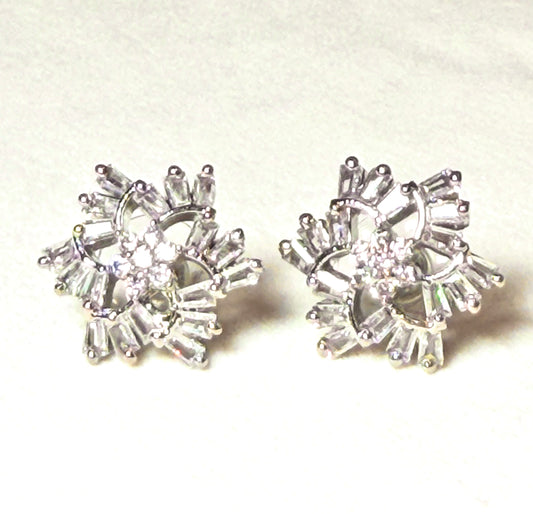 AD Snowflake Crystal Stud Earrings