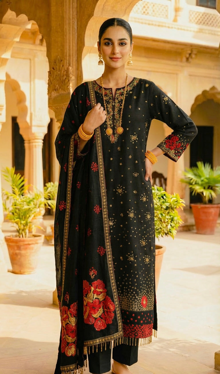 Sequins & Chiffon Black Outfit