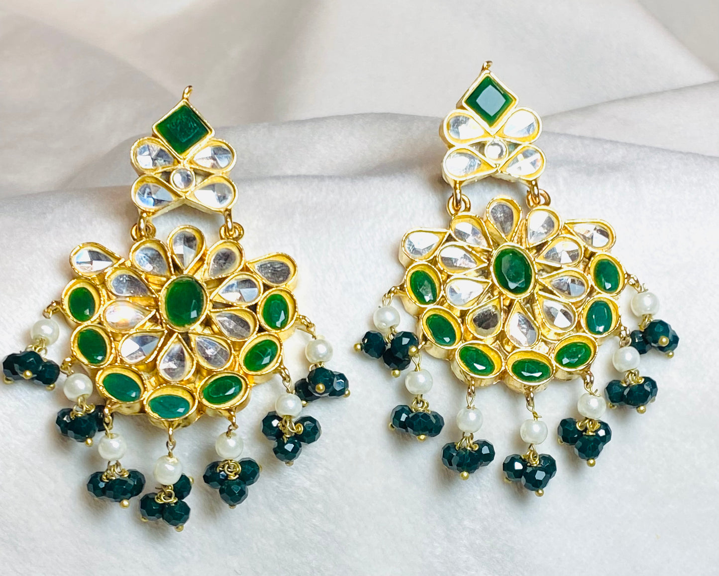 Kundan Earrings Green