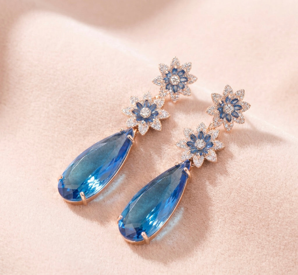 Blue Drop Zircon Earrings
