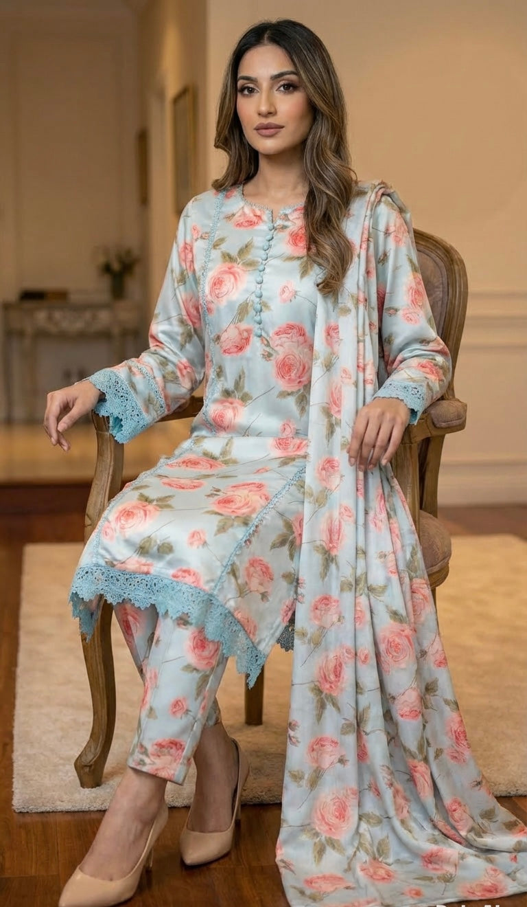 Silk Suit Rose Blue