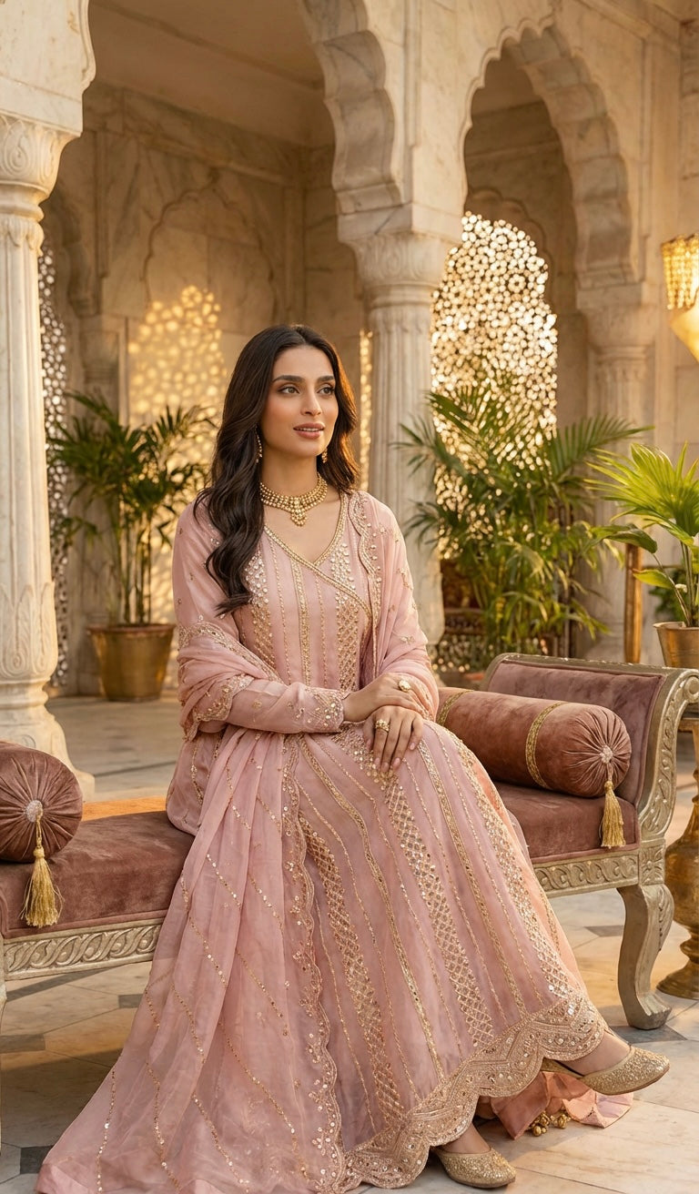 Angrakha Outfit Pink