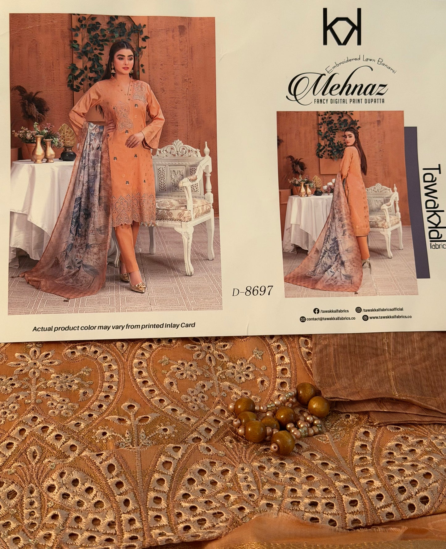 Tawakkal Banarsi Chikenkari Lawn Suit Unstitched