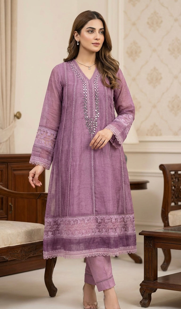 A line Suit Soft Net Mirror Neckline