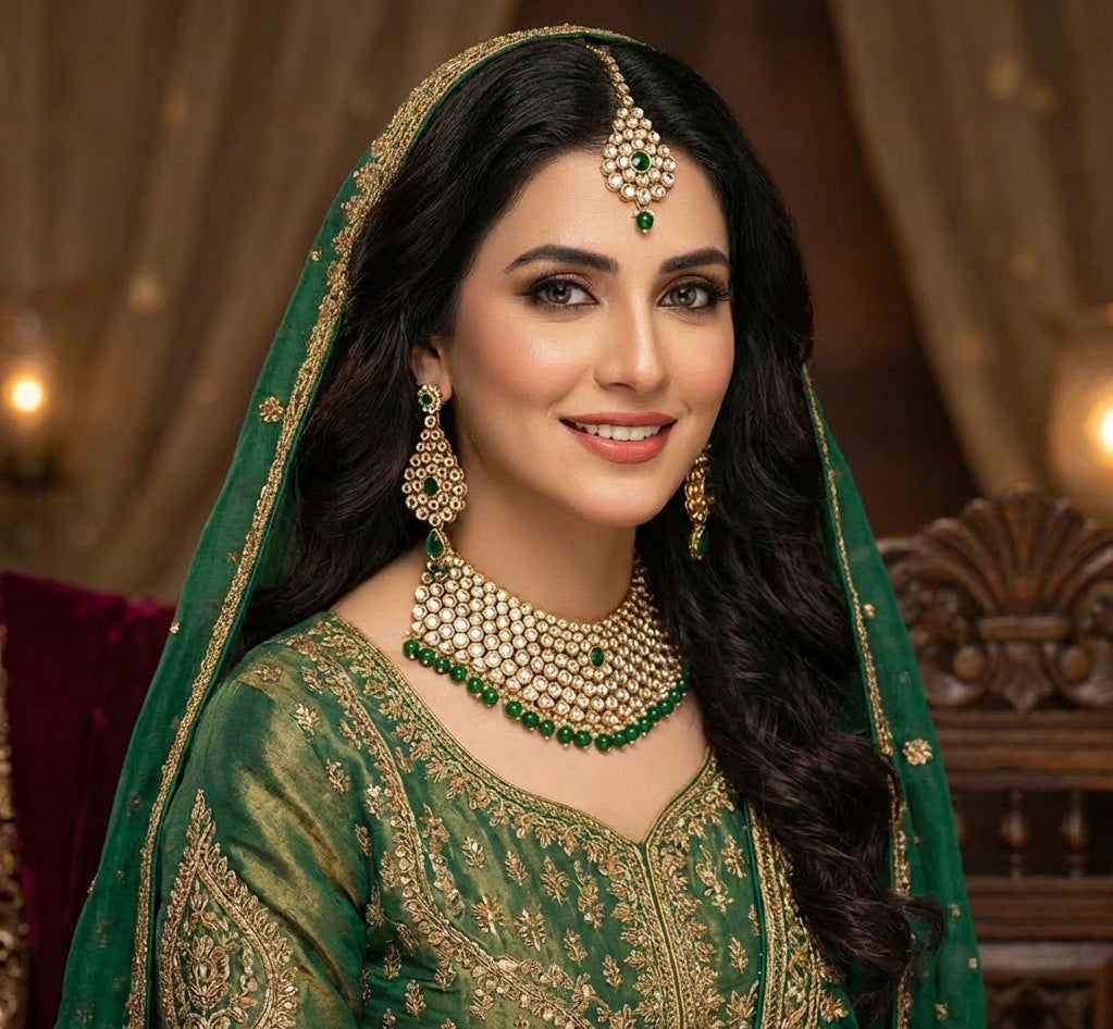 Kundan 3 Piece Set Green