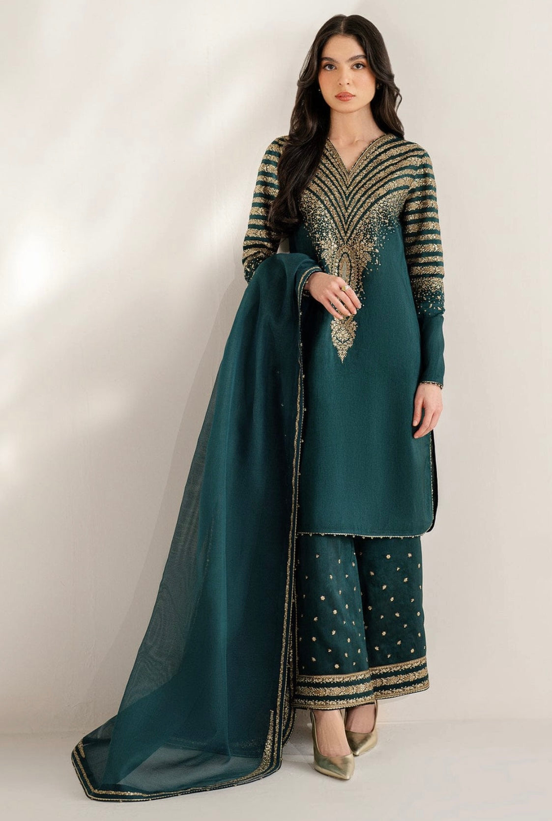 Raw Silk 3 Piece Suit Green