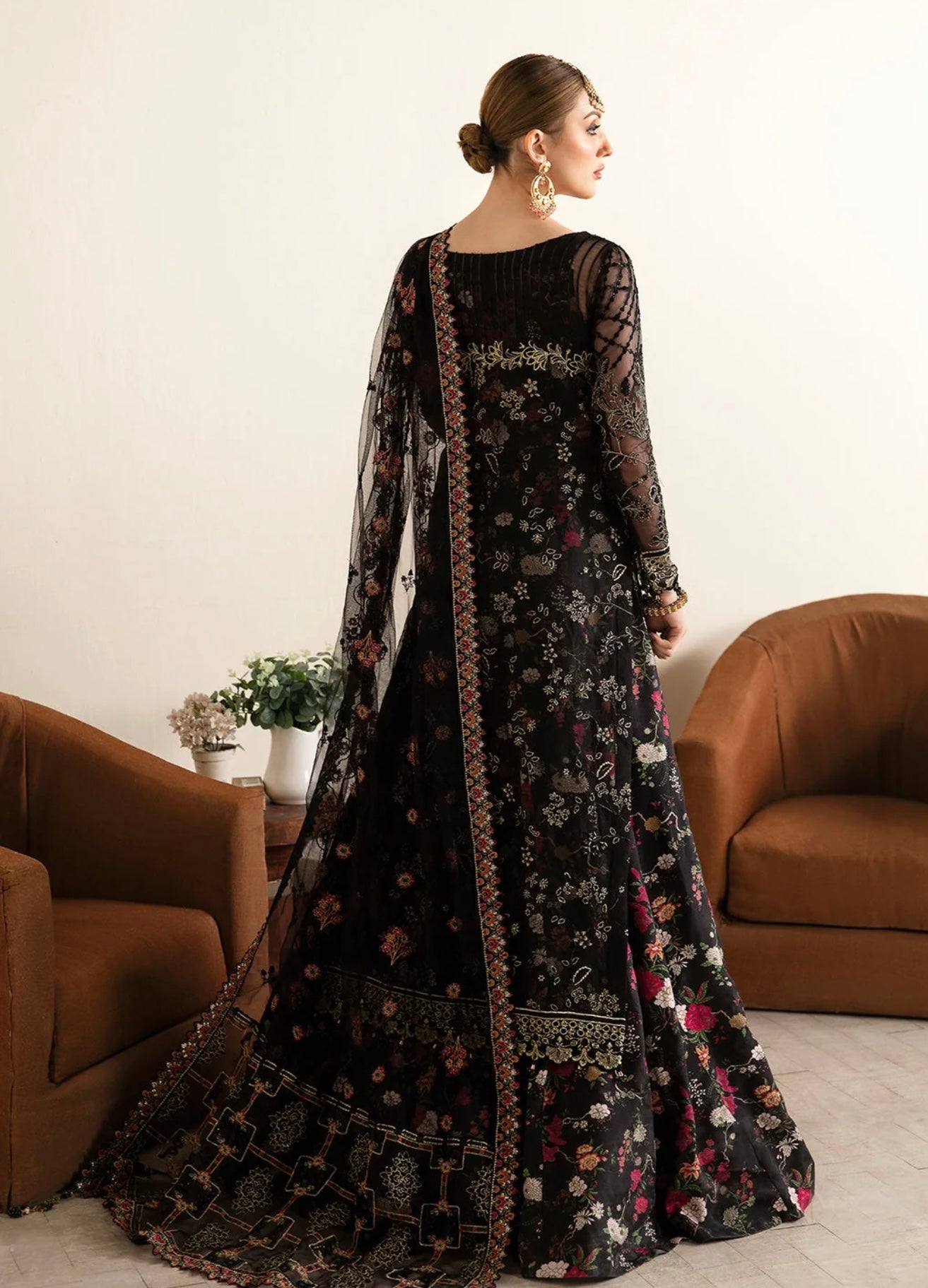 Ramsha Embroided 4 Piece Outfit Black
