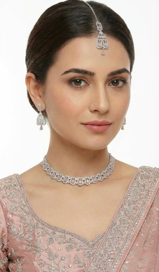 AD 3-Piece Petite Pear Set - Pink & Silver