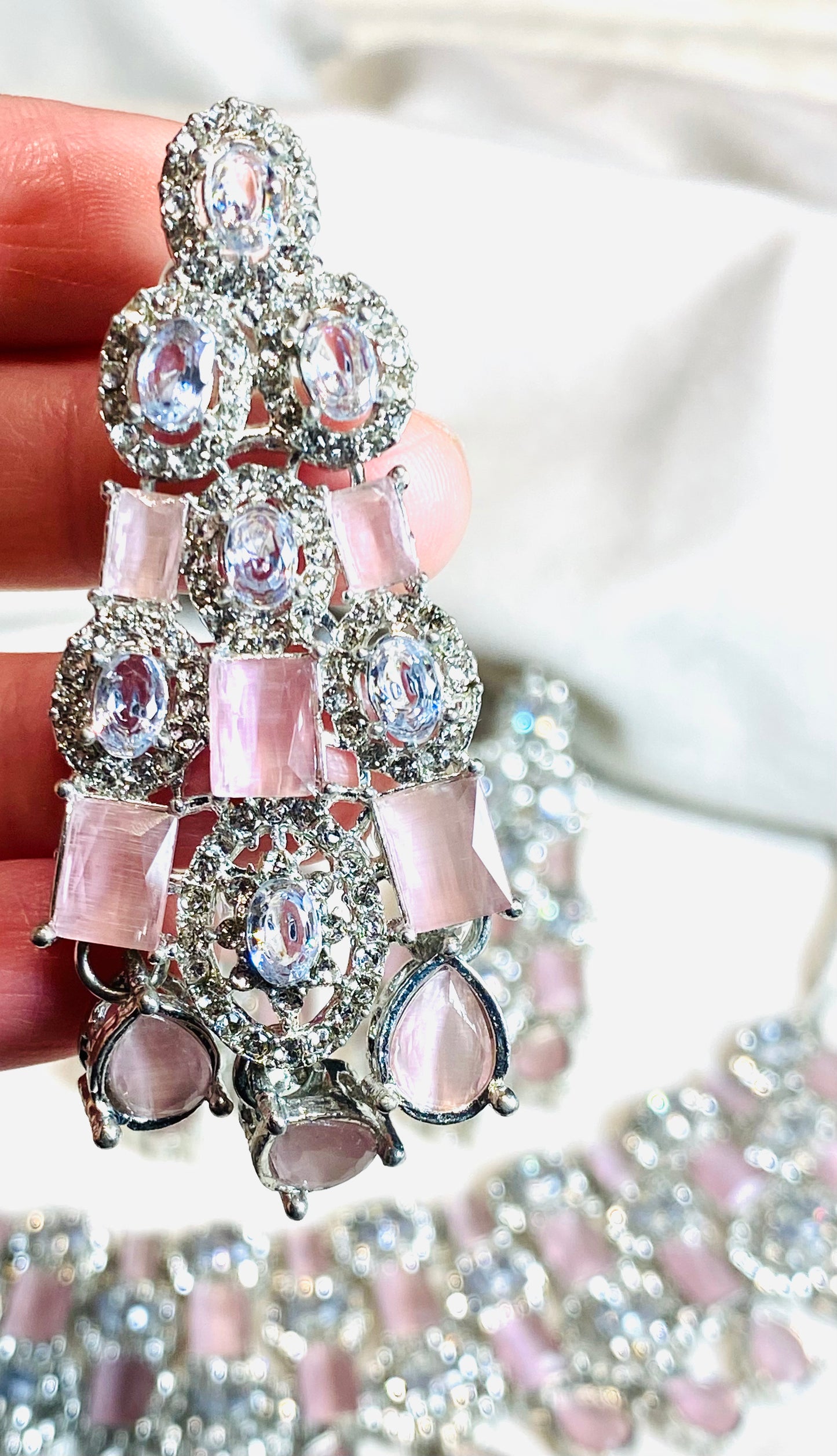 Pink Square Stone 3 Piece Set