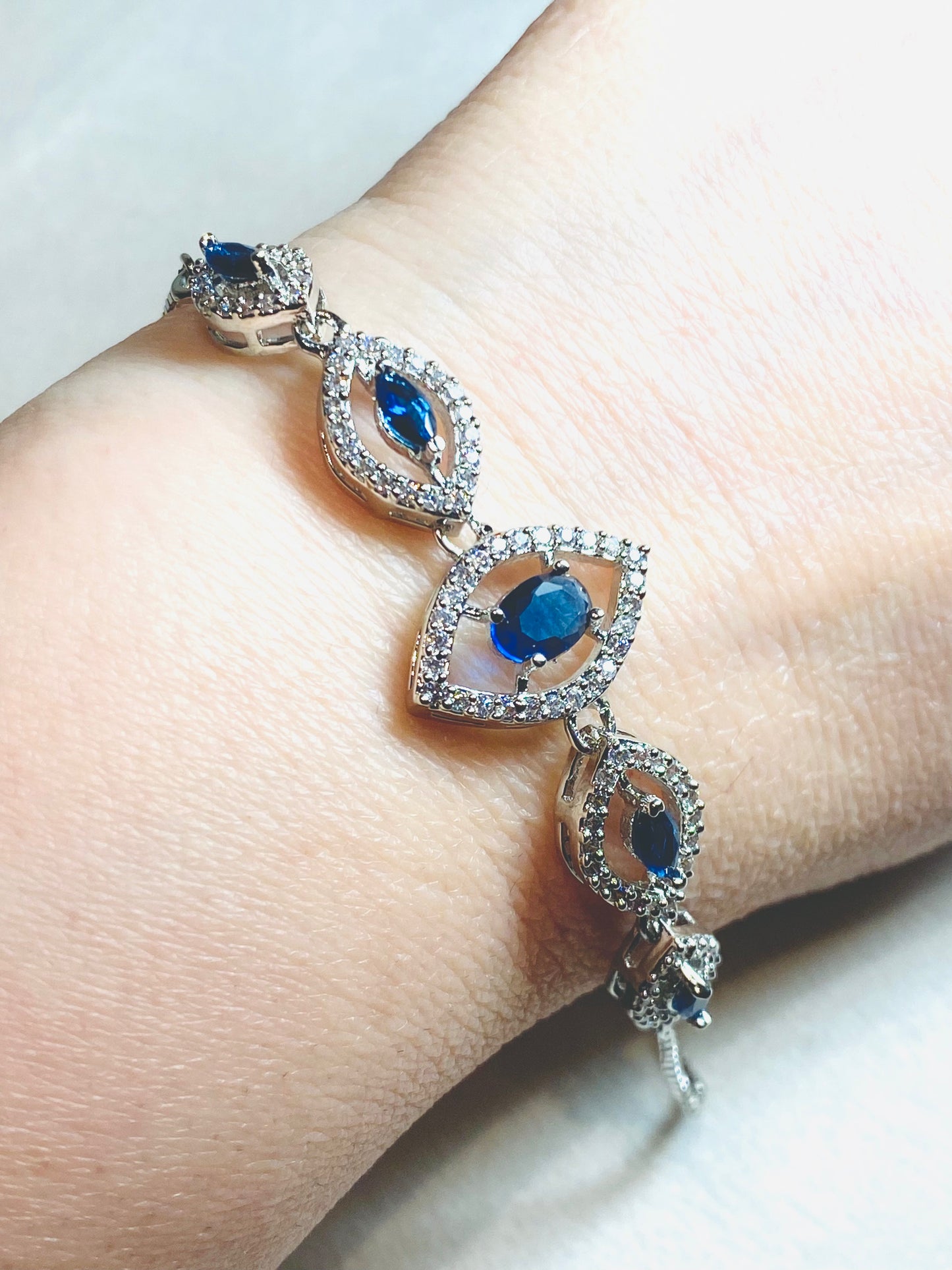 AD Slider Bracelet - Marquis Blue