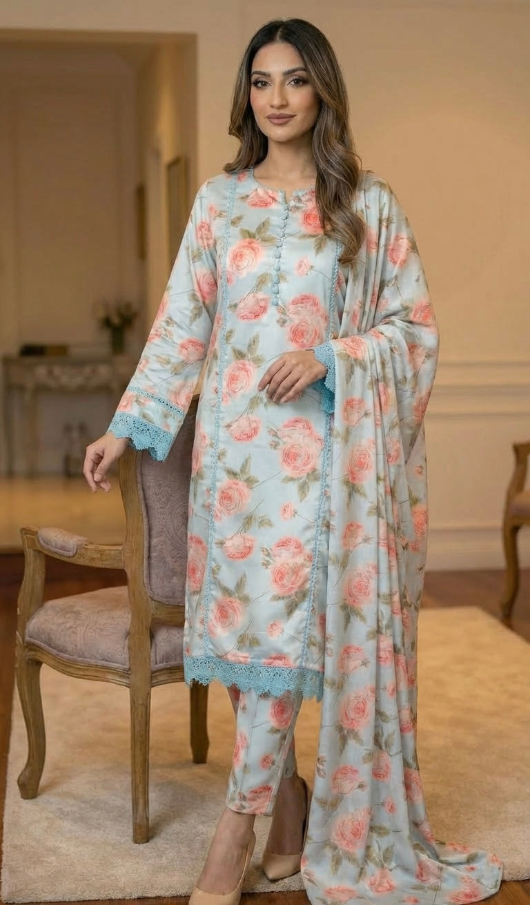 Silk Suit Rose Blue